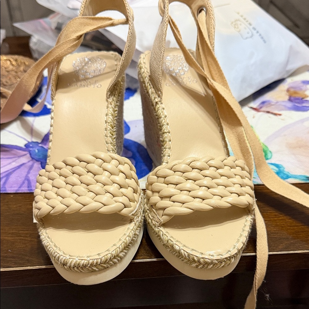 Vince Camuto Cream Woven Espadrilles